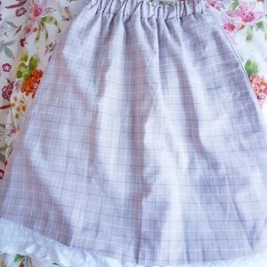 NWOT Cream Beige Plaid Lace Lolita Cottage Minimalist Midi White Lace Skirt